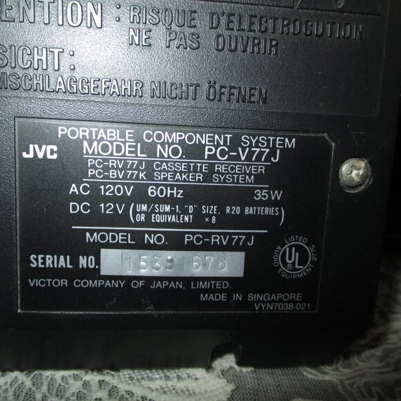 JVC Portable Component System/PC-V77 - Picture 13 of 16